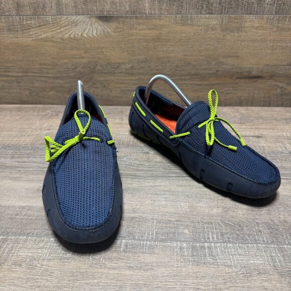 SWIMS Braided Lace Navy/Green Loafers Men's Size 8 - Picture 6 of 7